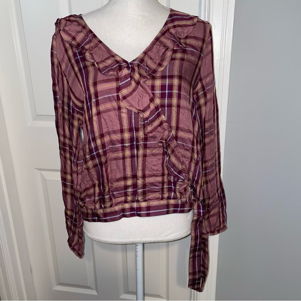 ANA A New Approach Plaid Ruffle Shirt - Picture 3 of 14